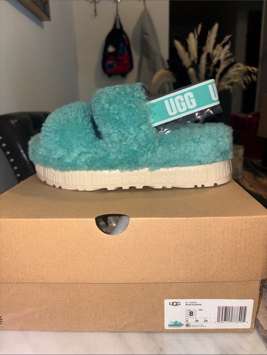 UGG Shoes - UGG Teal Fluff Yeah Slide - Plush Shearling Sandal
